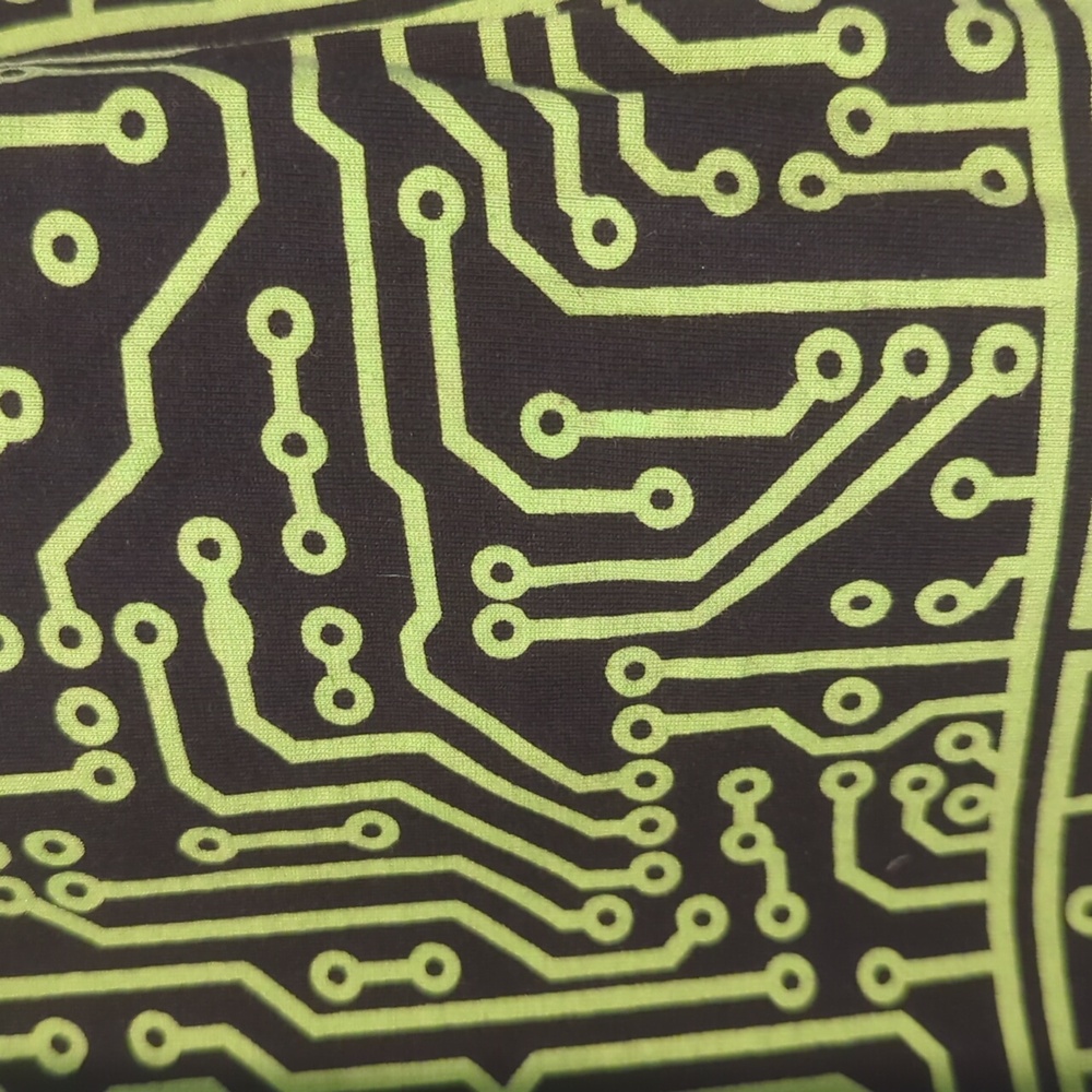Svaha knee length skirt, circuit board design